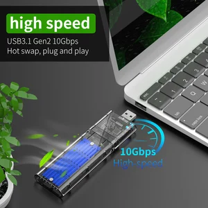 hard drive box m 2 ssd transparent usb3 0 3 1 10gbps ssd solid state pcie protocol external m 2 nvme hard drive enclosure reader free global shipping