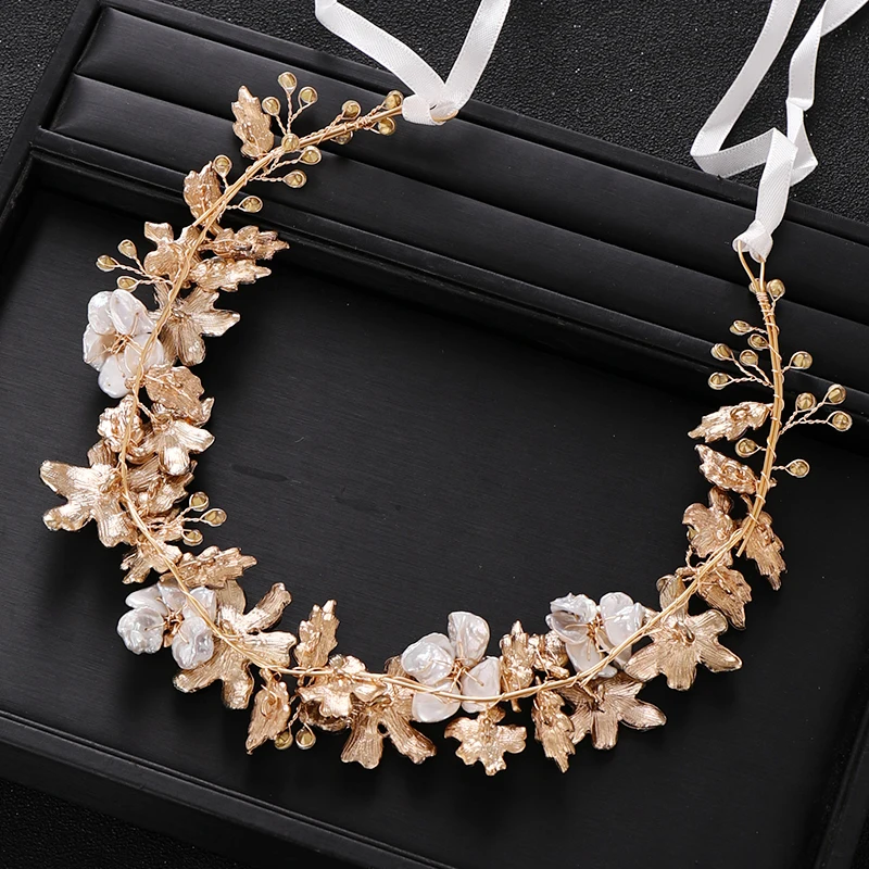 Свадебная Тиара для волос ручной работы модный ободок с золотыми Стразы и