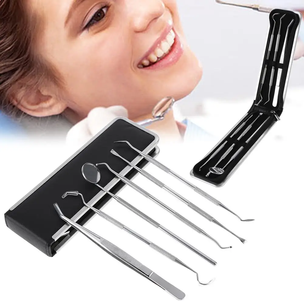 

Hot 6 Pcs/set Dental Tools Tooth Stone Remover Pick Scaler Mirror Stainless Steel Teeth Clean Probe for Dentist or Personal