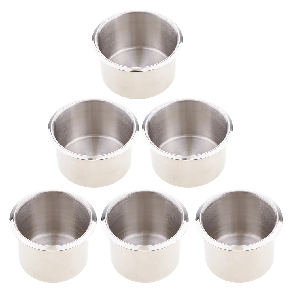 6-пакет нержавеющих стальных держателей для напитков на столе (2,68x2,17 дюйма + 3,54x2,17 дюйма)