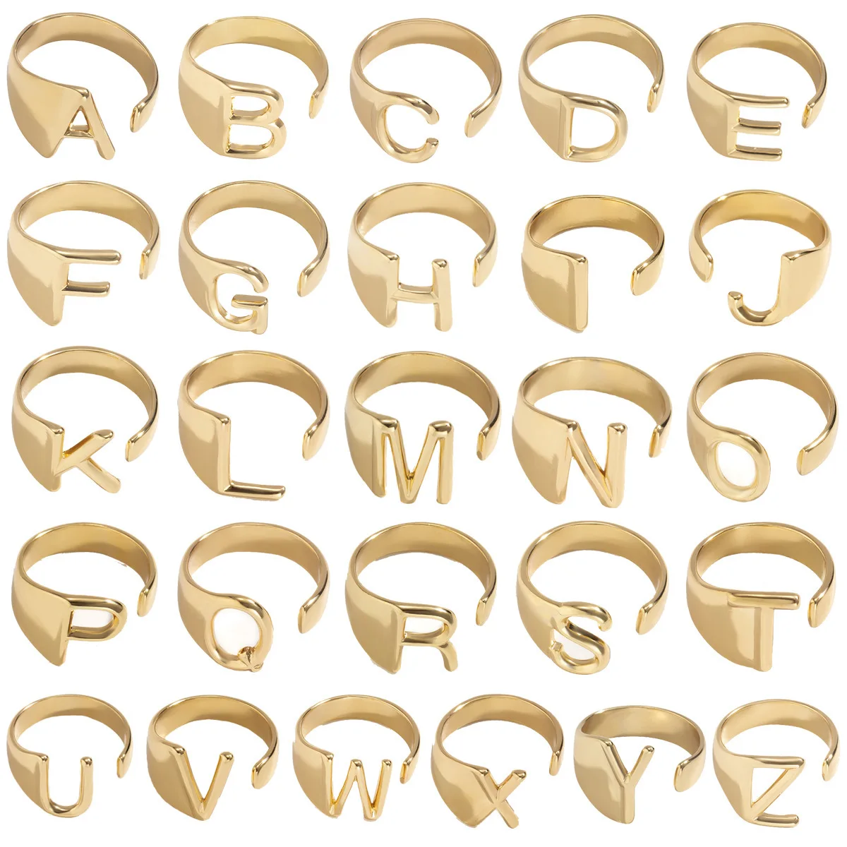 

Retro Hip Hop Metal Letter Ring Female Simple Creative Geometric Open Ring Jewelry for Women 2021