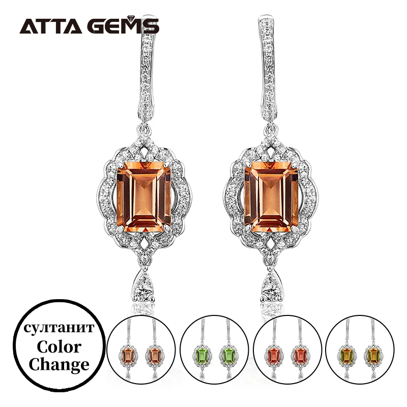 Серебряные серьги с зултанитом для женщин классический изысканный дизайн S925