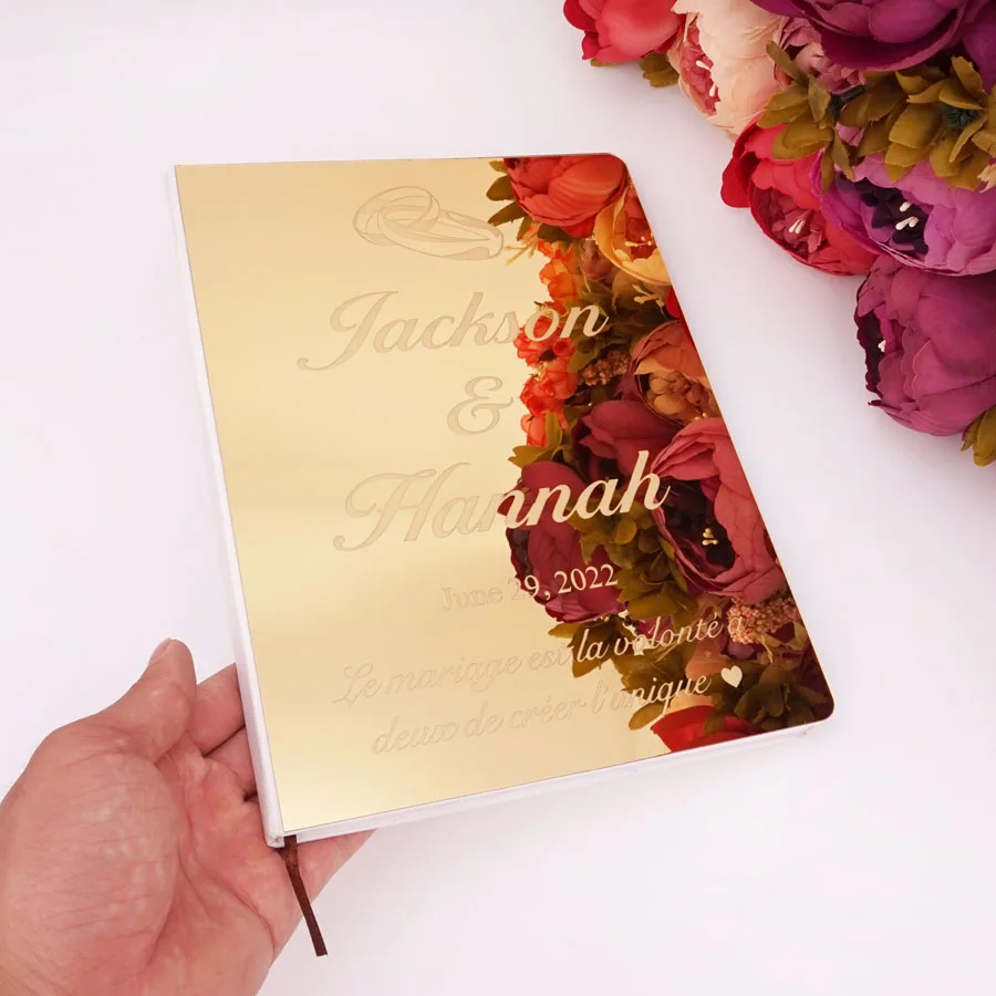 Индивидуальная акриловая книга для гостей с гравировкой свадебные подарки на