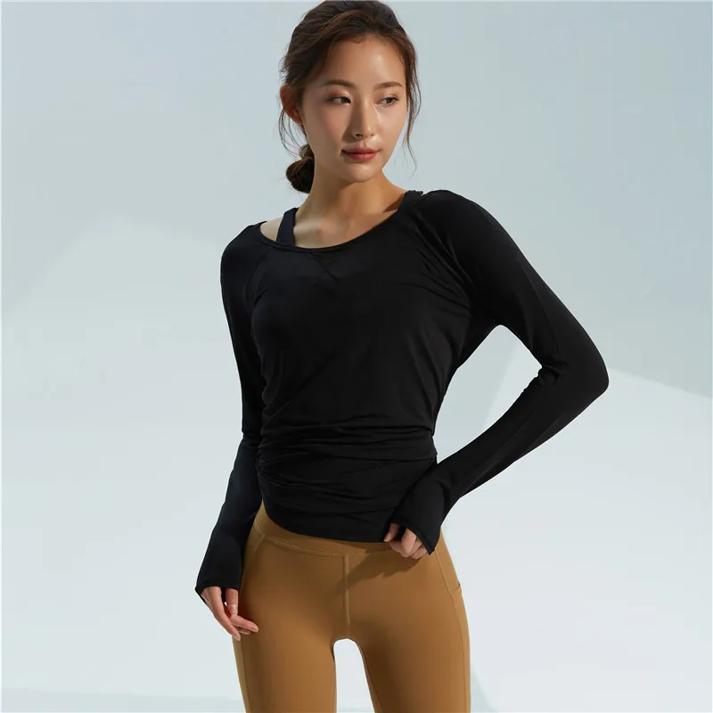 

MyZyQg Women Loose Yoga Shirt Fall Winter Quick Dry Running T-shirts Sports Tops Training Shirts Gym Fitness Workout Sportswear