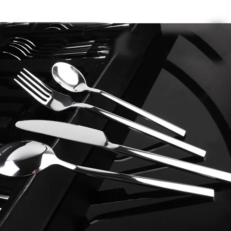 Steel Western Tableware Solid Thick Stainless Steak Fork Set Simple 24-piece Box diner set porcelaine fork spoon knife | Дом и сад