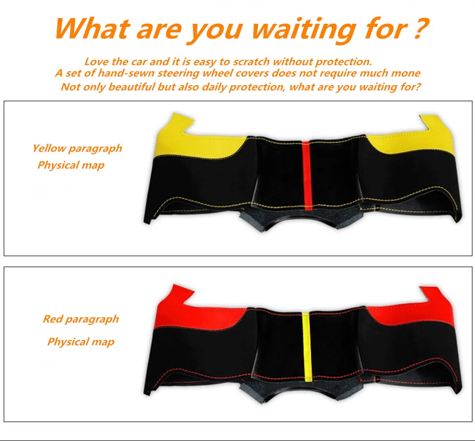 DIY Motion paragraph Genuine leather Hand-Stitched Car steering wheel cover For Chevrolet camaro- Car accessories