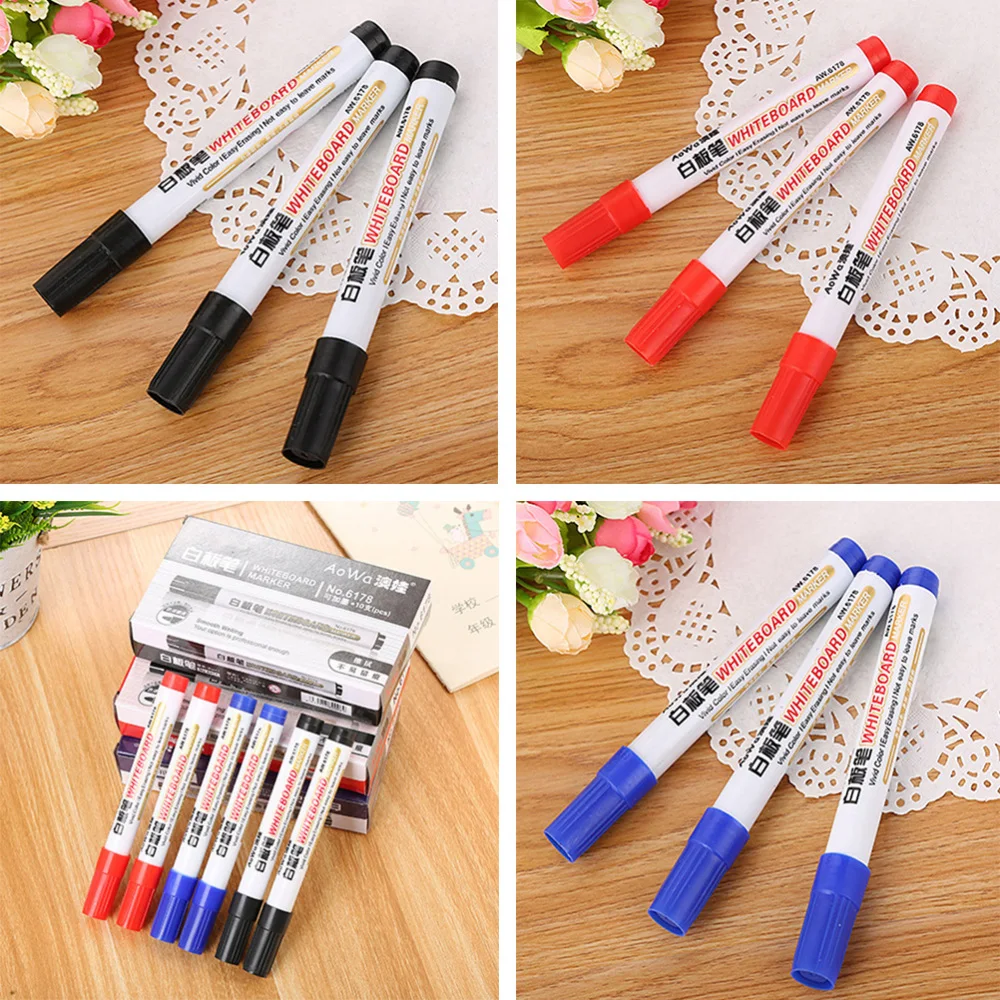 

30 Pcs Erasable Marker Pen Whiteboard Pen Writting and Drawing Pen for Whiteboard (Black + Red + Blue)