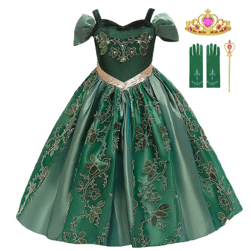 

Girls New Anna 2 Princess Dress Girls Halloween Birthday Party Costume Kids Snow Queen Cosplay Anna Luxury Clothing Child 3-10Y