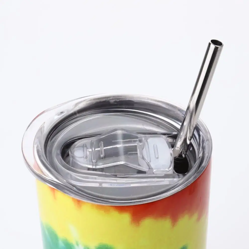 Новый 3D Tie-Dye Радуга 20 унций Тощий стакан чашка с крышкой уплотнения и соломы 304