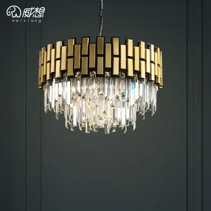 

Light luxury black living room post-modern minimalist bedroom dining room atmosphere high-end home villa crystal chandelier