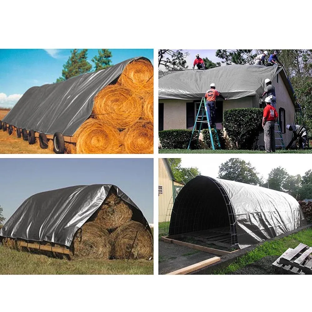 

1PC 3 x 3.6M Black Tarpaulin Cloth Thickening Waterproof Cloth Polyethylene PE Moisture-proof Shelter Cloth for Garden Yard Use