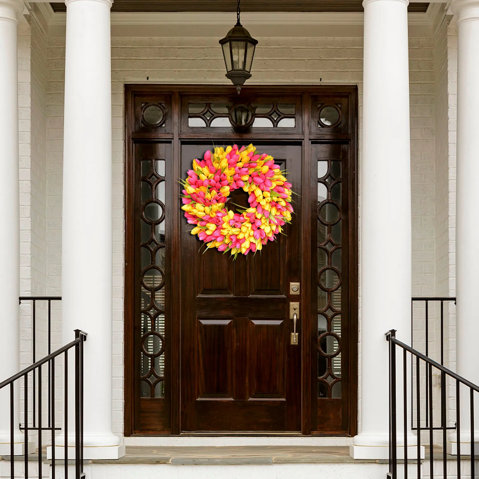 

Spring Uropean-style Flower Garland Ornaments Round-shaped Artificial Flowers Wreath Lintel Simulation Rose Doors Decorated N50