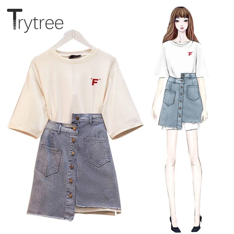 Женский комплект из двух предметов Trytree повседневный свободный ковбойский с