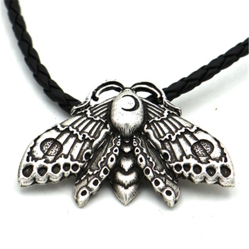 

Moth Necklace Insect Butterfly Pendant Moon Rune Necklace Amulet Jewelry