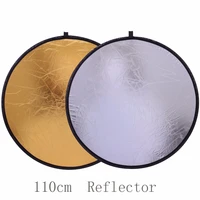 2 in1 110cm light mulit collapsible disc photography reflector outdoor or photo studio accessories for flash light slivergold