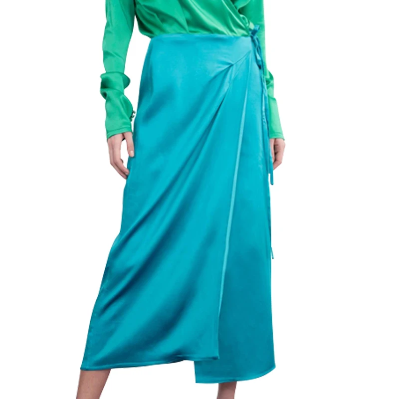 

TWOTWINSTLYLE Patchwork Hit Color Sets For Female V Neck Long Sleeve Loose Top With High Waist Skirt Women's Set Fashion 2021