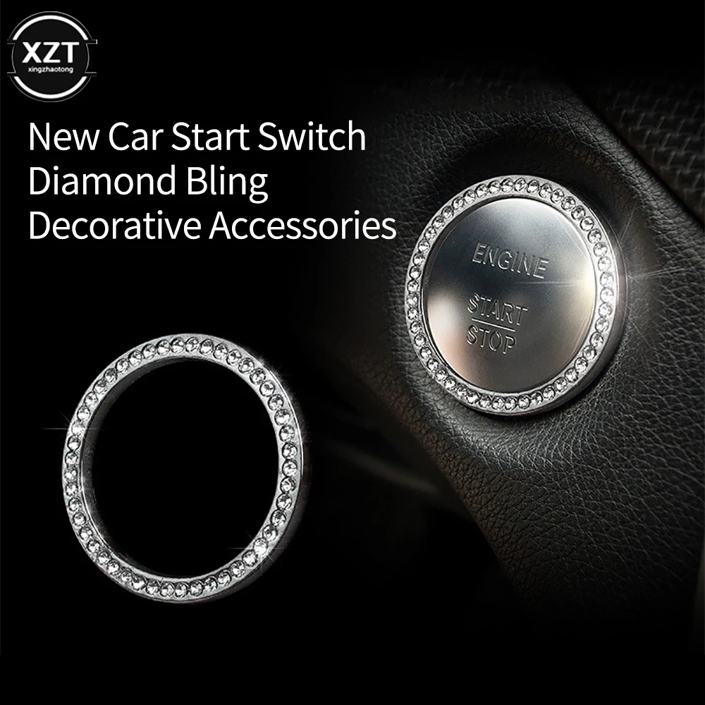 One-click Start Button Decoration Ring Hand-set Diamond Crystal Drill Ignition Circle Sticker Car Interior Accessories | Автомобили и