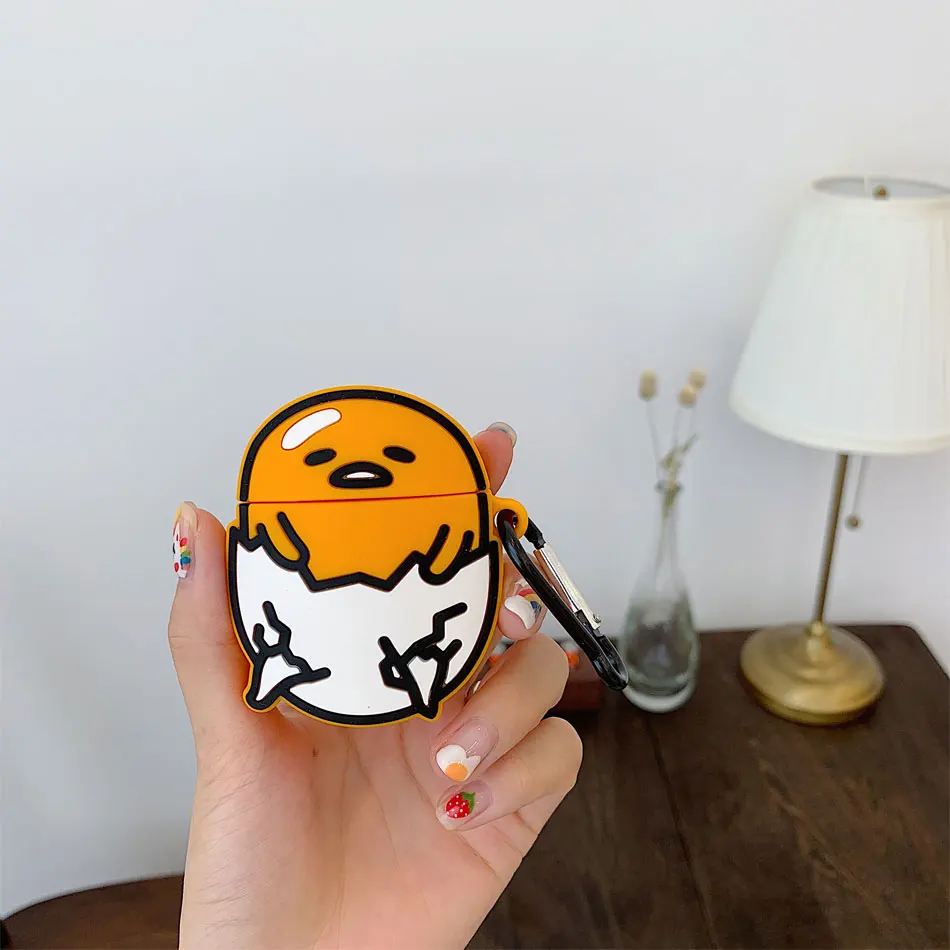 Для AirPods защитный чехол 3D Красивый Веселый мультяшный грустное яйцо Гудетама Чехлы для Airpods 1 2 протектор для наушников Мягкая Силиконовая обложка чехол