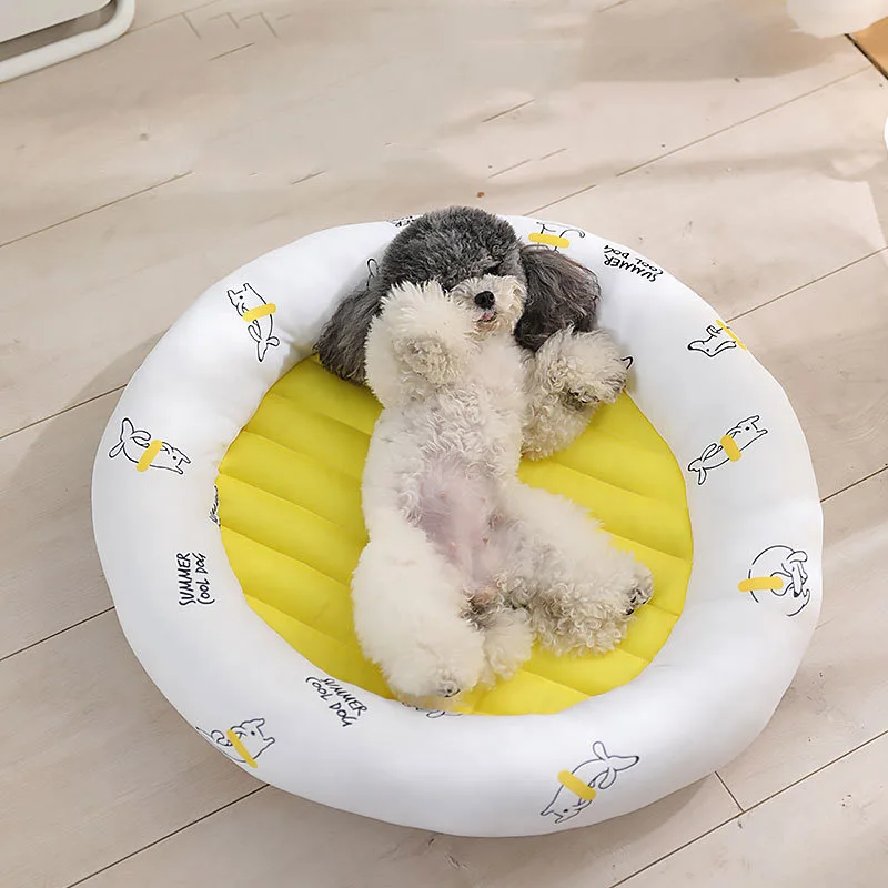 

Dog Round Mat Bed Summer Breathable Cooling Pad Puppies Cat Accessories Sofa Supplies For Small Medium Dogs