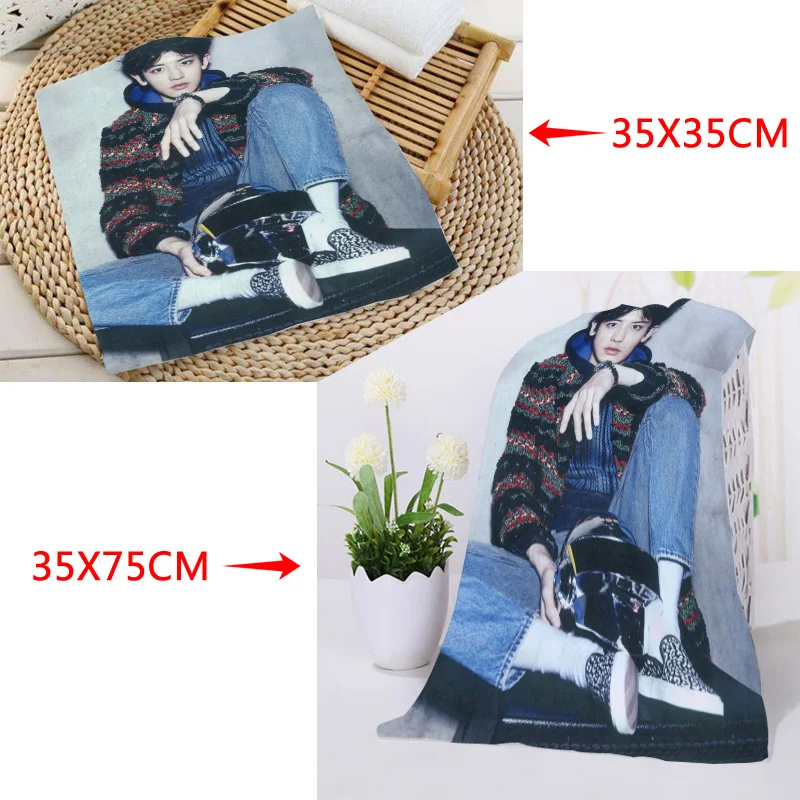 35x35 см 35x75 полотенца на заказ KPOP EXO Park Chanyeol квадратные с принтом из микрофибры