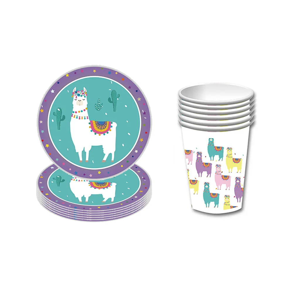 Альпака вечерние одноразовые бумажные тарелки и стаканы Топпинг для кексов