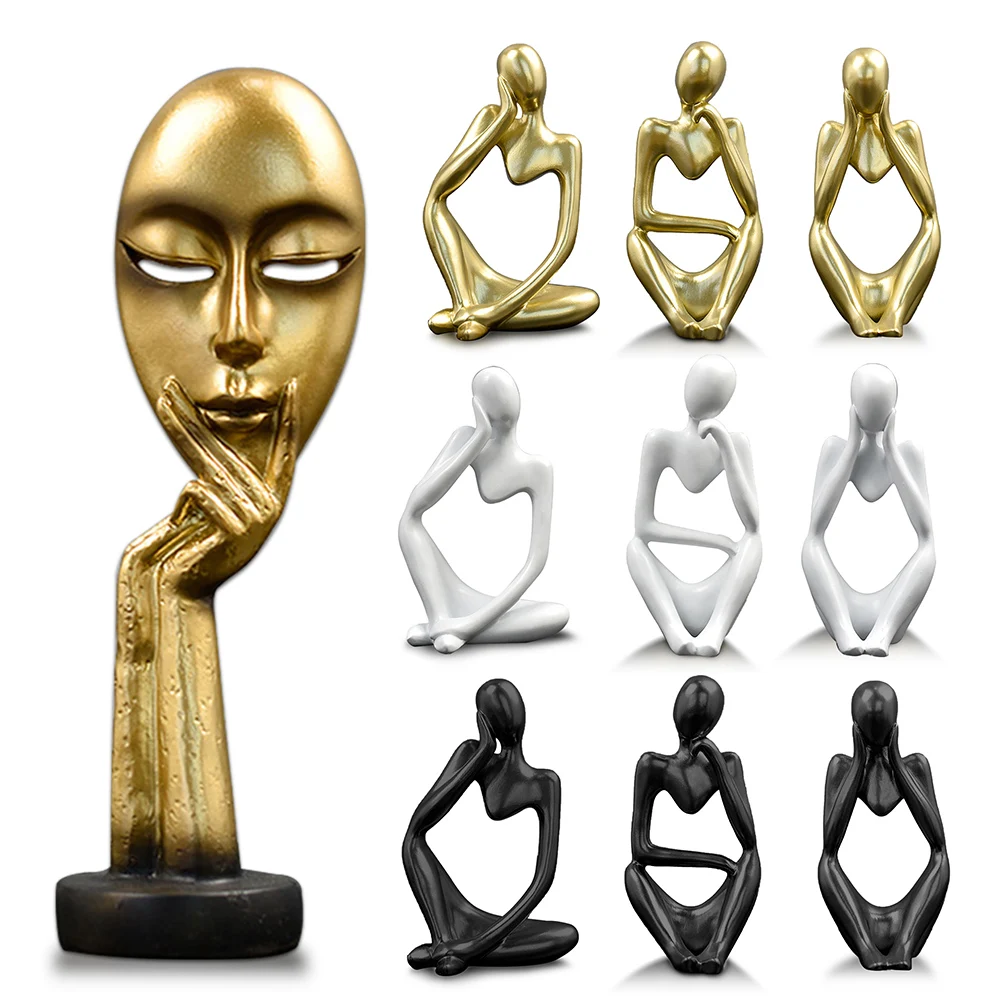 

Sale:Mordern Minimalist Thinker Sculpture Abstract Character Statue Resin Sculpture Ornaments For Living Room Desktop Mini Decor