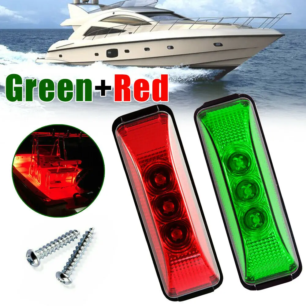 

2pcs LED Boat Navigation Light 1W 12V Deck Bow Pontoon LED Navigation Lights Stern Starboard Lights Waterproof Red/Green