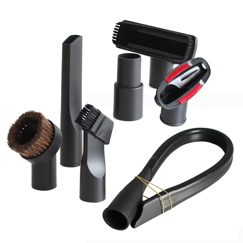 

7pcs/set Vacuum Cleaner Brush Nozzle Set Horse Hair Round Brush Home Dusting Crevice Stair Tool Kit 32mm/35mm Vacuum Cleaner