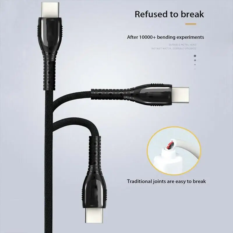 Typec мобильный телефон линия передачи данных с светильник быстрой зарядки