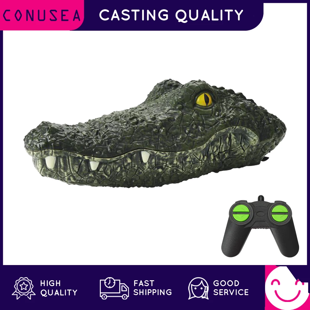 

CONUSEA RC Boat 2.4G Remote Control Electric Racing Boat for Pools with Simulation Crocodile Head Spoof Toys For Boys
