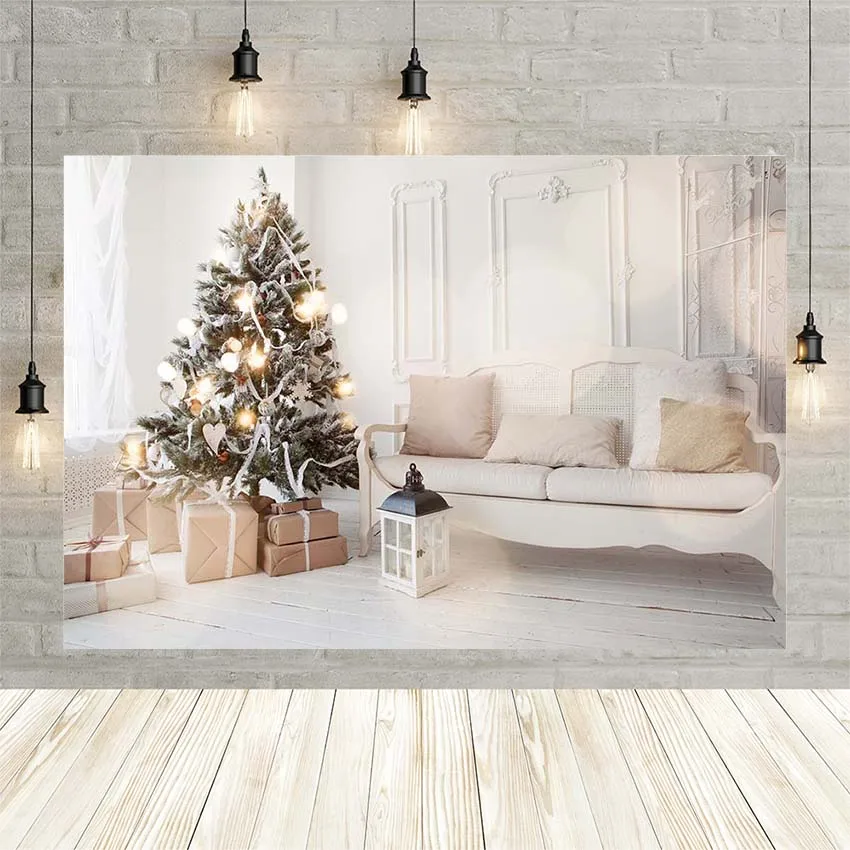 Авезано зима Рождественская елка Подарок Лампа цветок Белая стена День Рождения