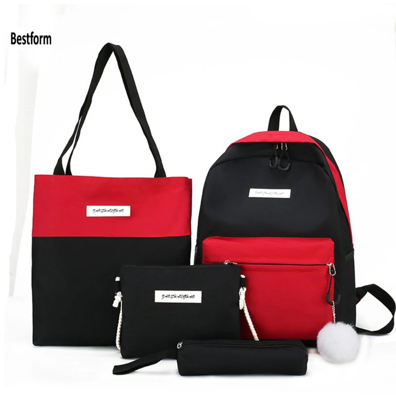 Bestform 4 шт. холст рюкзак Лоскутные рюкзаки школьные сумки через плечо Bookbag Карандаш