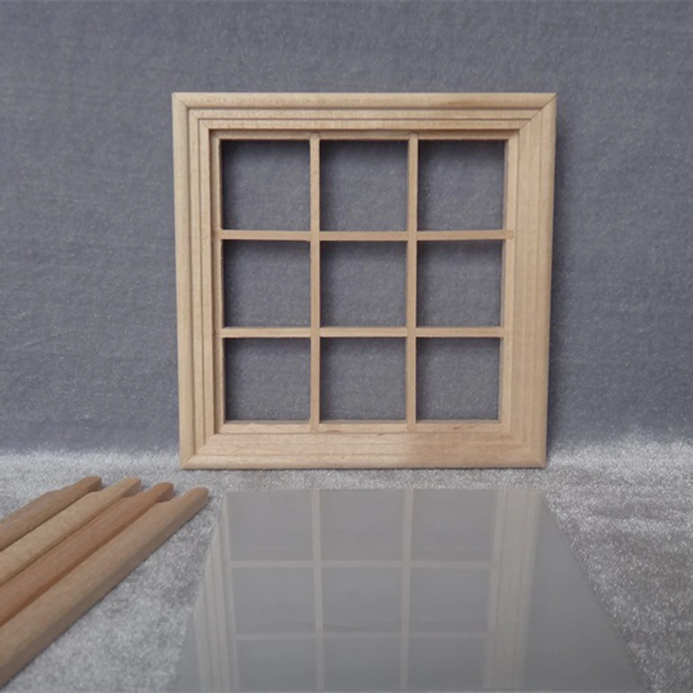 Квадратная деревянная модель окна миниатюрный аксессуар сделай сам для