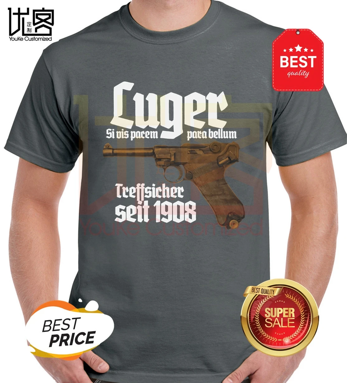 Футболка Luger Premium для мужчин и женщин топы из 100% хлопка с коротким рукавом
