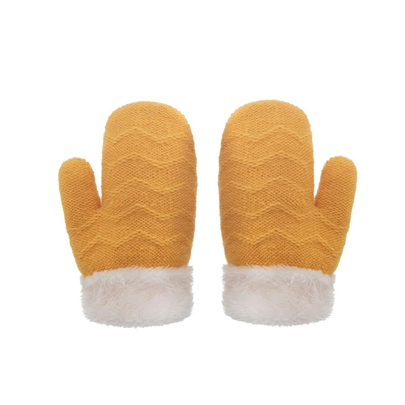 

GXMB 1 Pair Winter Kids Knitted Mittens Toddlers Plush Warm Full Finger Gloves for Newborn Infants Baby