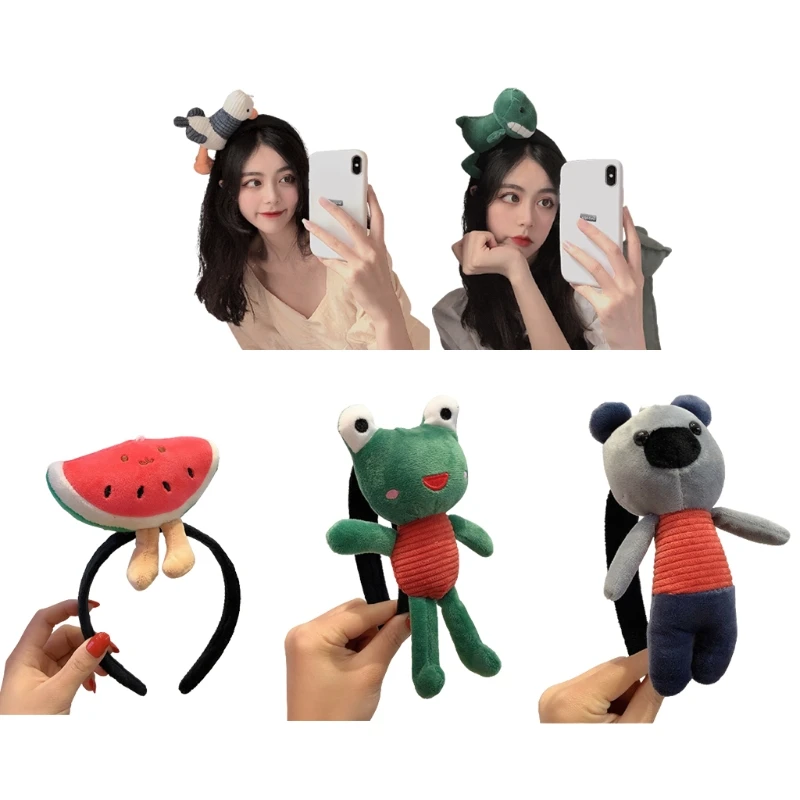 

Женский обруч для волос с животными, тканевый обруч для волос, милая набивная лента для макияжа, украшения для волос L5YB