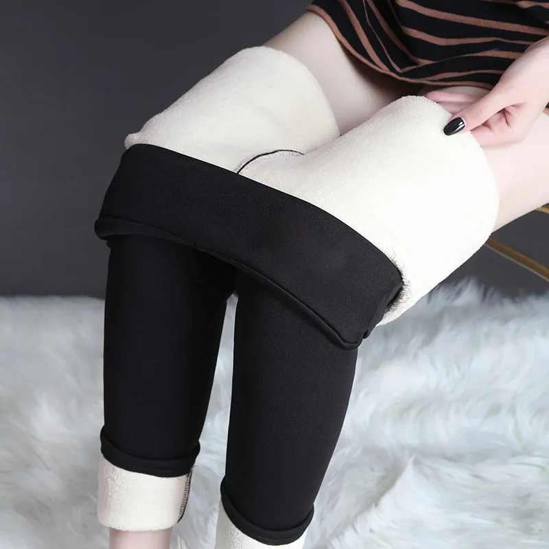 

Winter Cashmere Leggings Women High Waist Slim Keep Warm Pants Female Ankle Length Black Thicken Legging Feminine