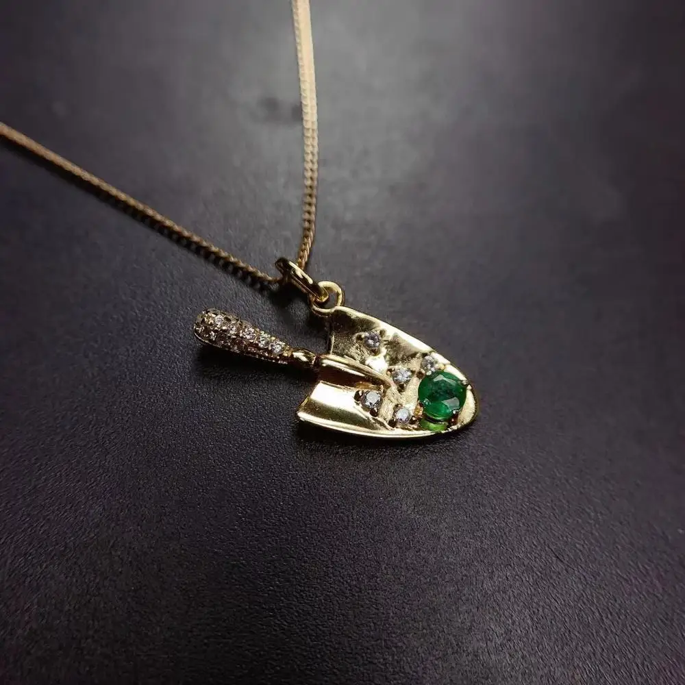

Элегантный кулон с натуральным зеленым изумрудом, кулон из серебра S925 пробы с натуральным драгоценным камнем, женские вечерние ювелирные и...