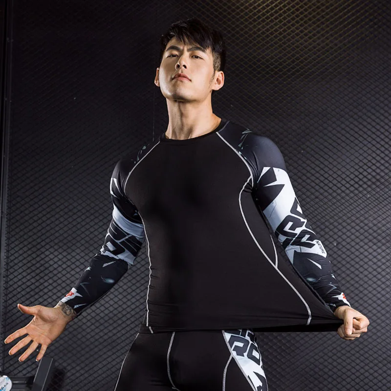 Мужской спортивный костюм Рашгард комплект из 2 предметов для мужчин футболки