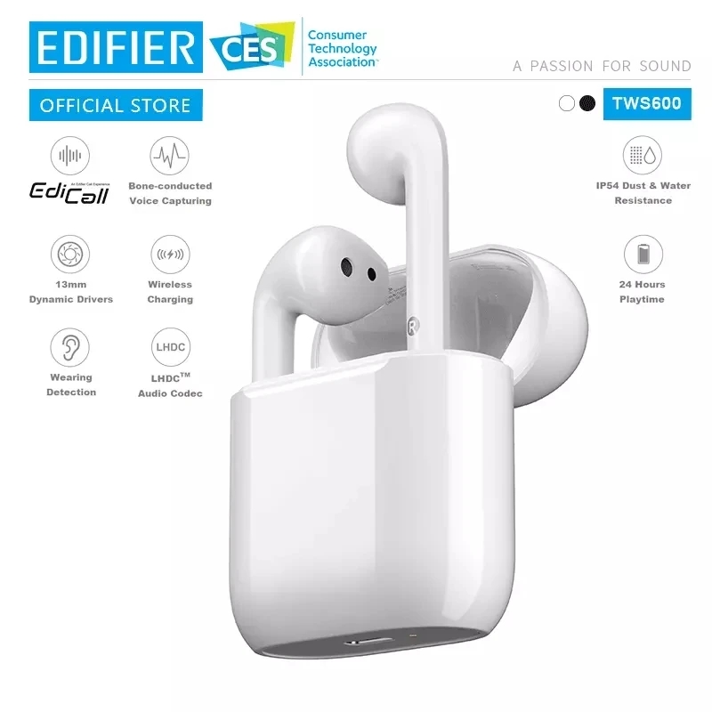 

Наушники EDIFIER TWS600 HD LHDC, качество звука, Беспроводная зарядка
