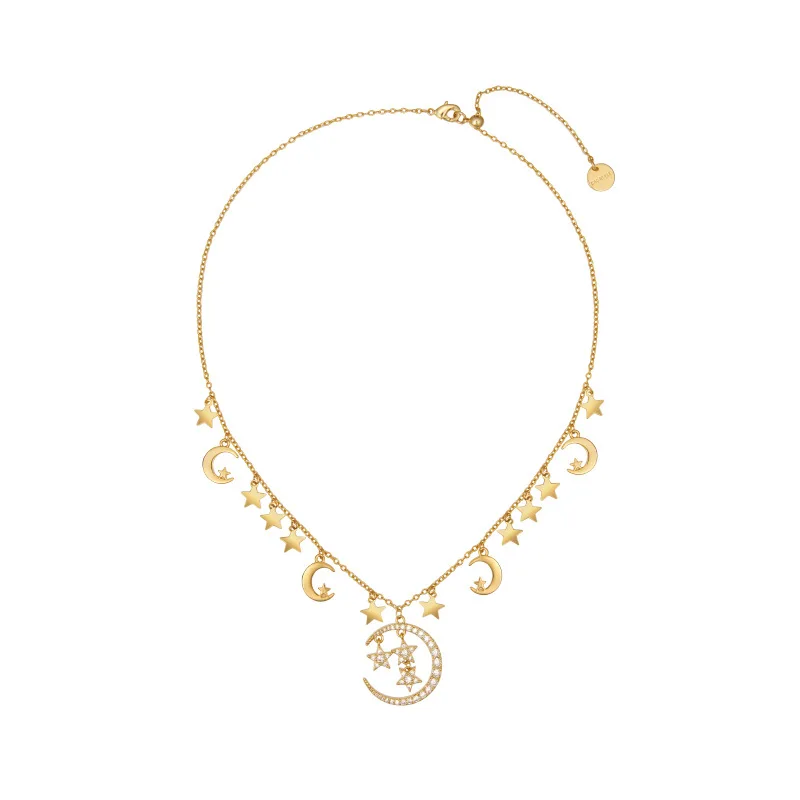 

Statement Moon Stars Necklace Luxury New Jewelry Micro Pave Zircon Choker Collares For Women