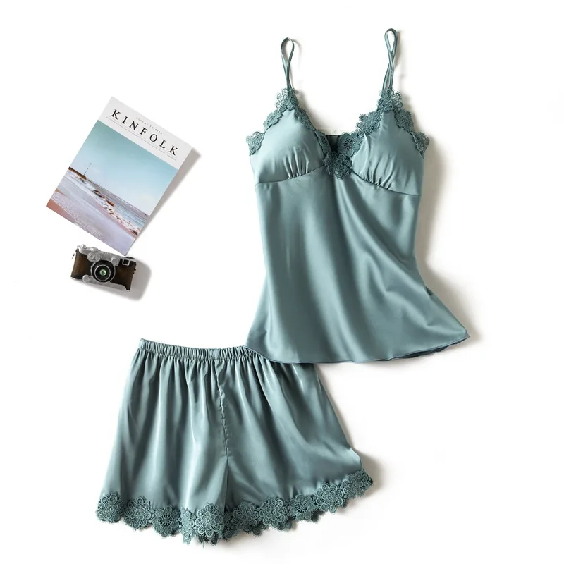 Женские сексуальные кружевные пижамные комплекты из 2 предметов ночная рубашка