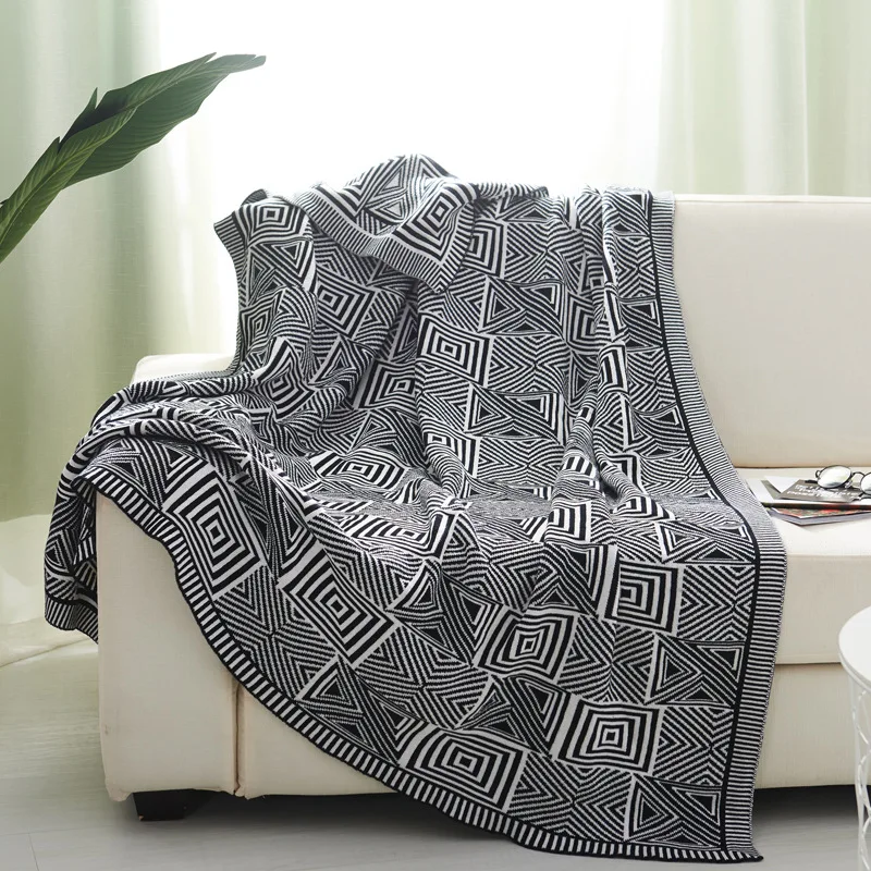 Агкуальное геометрическое трикотажное одеяло Хлопковое покрывало роскошное