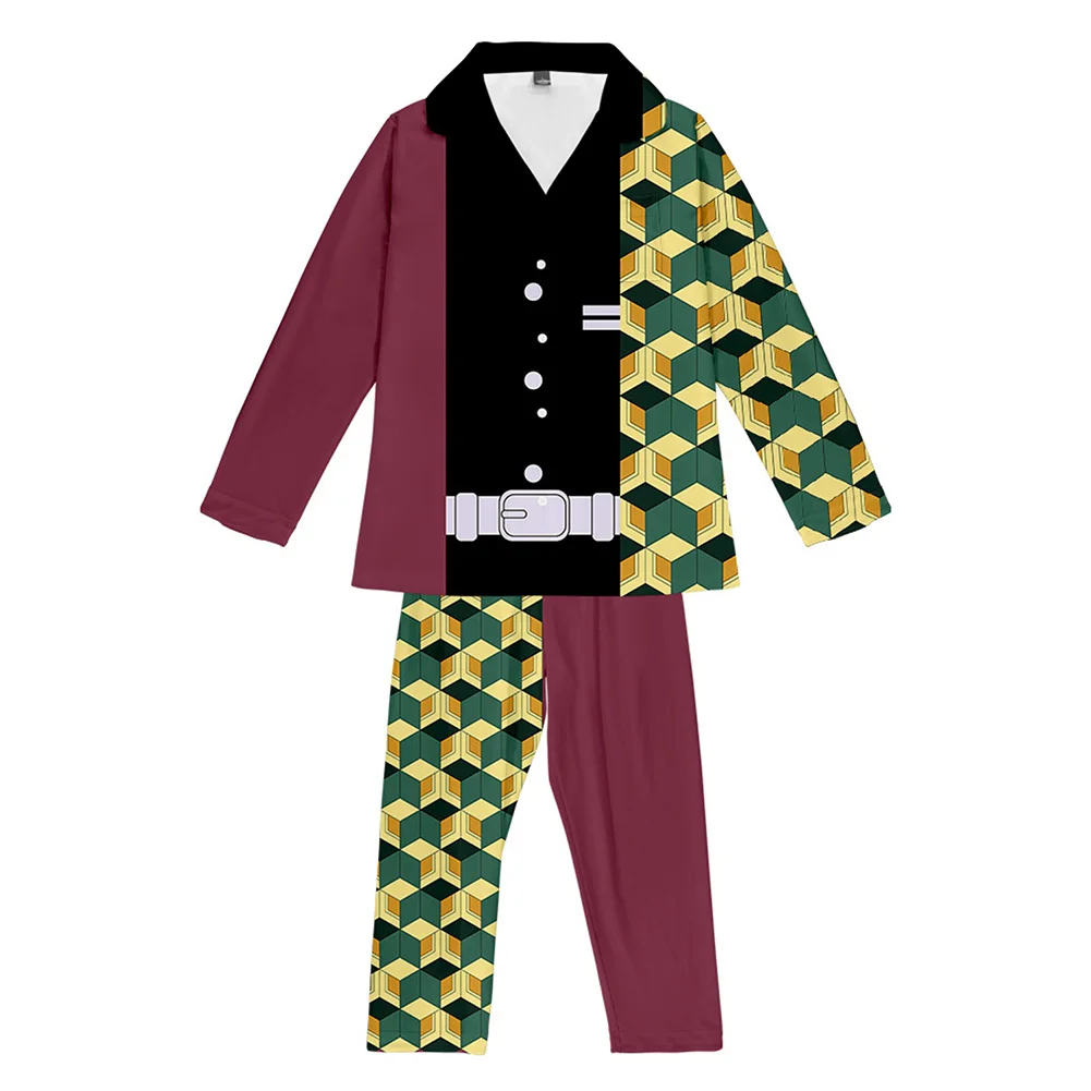 Пижамный комплект рассекающий демонов: Kimetsu No Yaiba пижама Tomioka Giyuu с принтом одежда