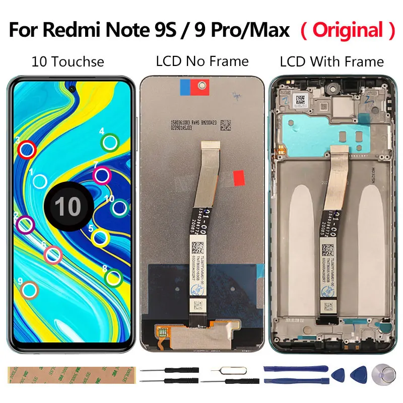 Recambio de pantalla LCD t&aacute;ctil y original para m&oacute;vil, accesorio para Xiaomi Redmi Note 9S, 9 Pro/Max M2003J6A1G M2003J6B2G, 10 unidades-1