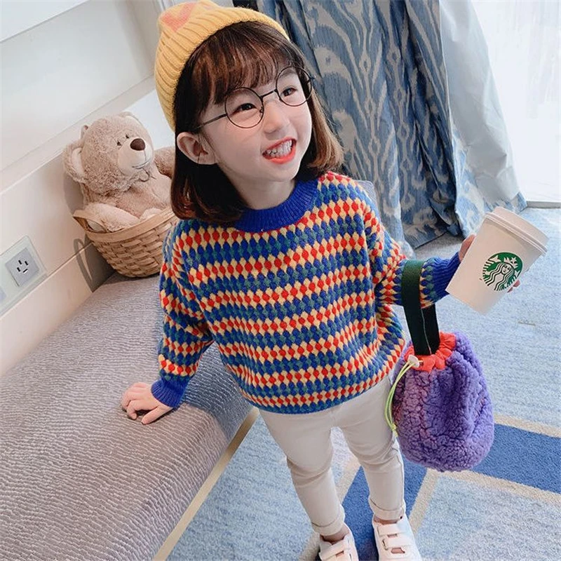 

New Knitting Spring Winter Warm Thread Clothes Boys Girls Sweater Kids Toddler Teens Tops Jumpers Children Cute High Quality
