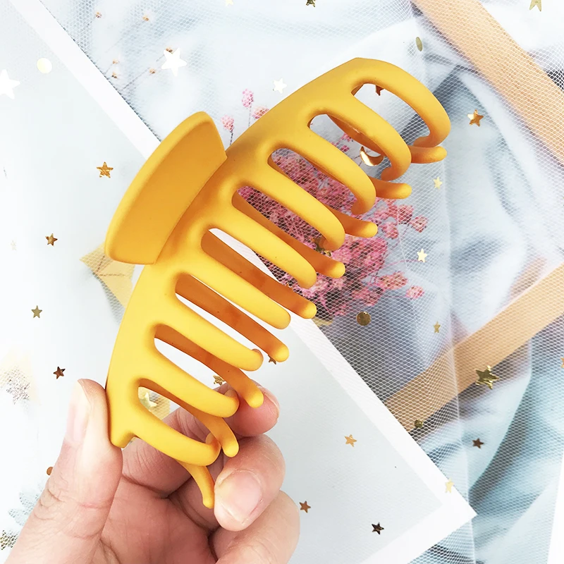 H-Yellow hairpin-8 Новинка, заколка-коготь для женщин, жесткая черная пластиковая заколка для волос, зажимы для волос большого размера, заколка-краб для волос, аксессуары для волос - Цвет: H-Yellow hairpin-8