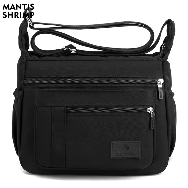 

Women's Shoulder Bag Waterproof Nylon Solid Color Messenger Crossbody Bags 2021 Large Capacity Lady Bag Multi-pocket Handbags