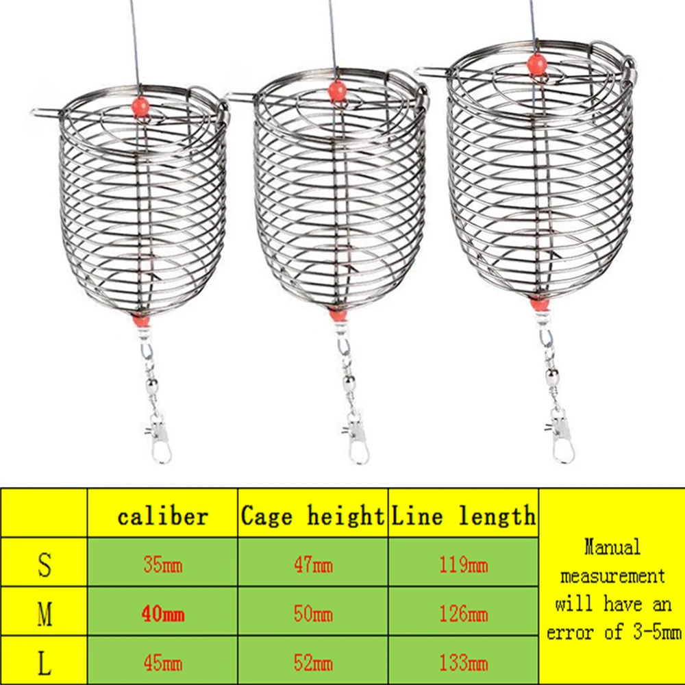 5PCS  Fish Small Stainless Steel Bait Cage Basket Feeder HolderFishing Lure Cage Fishing Accessories