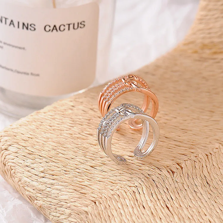 Оптовая продажа серебряные кольца Стразы открытый серебряный цвет кольцо с